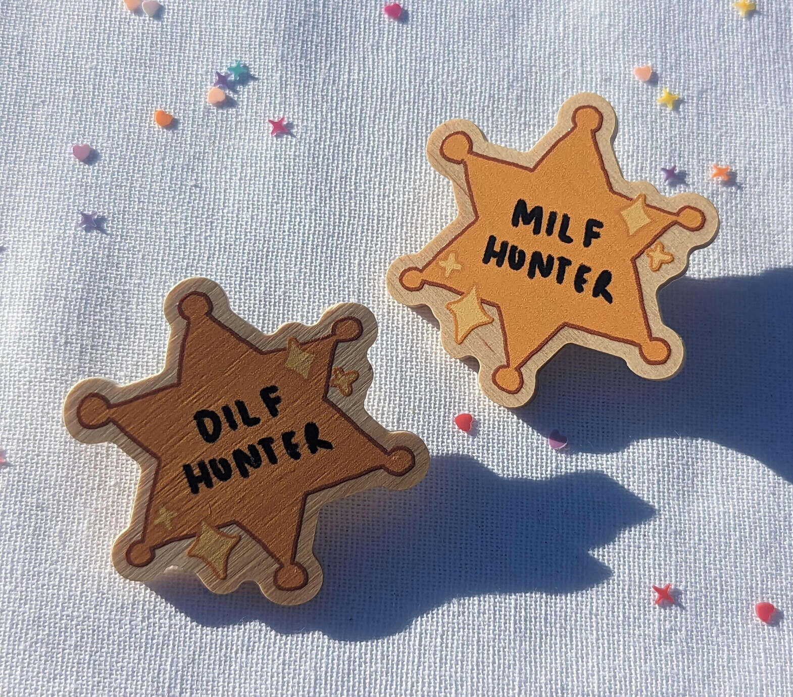 dilf/milf hunter wooden pins